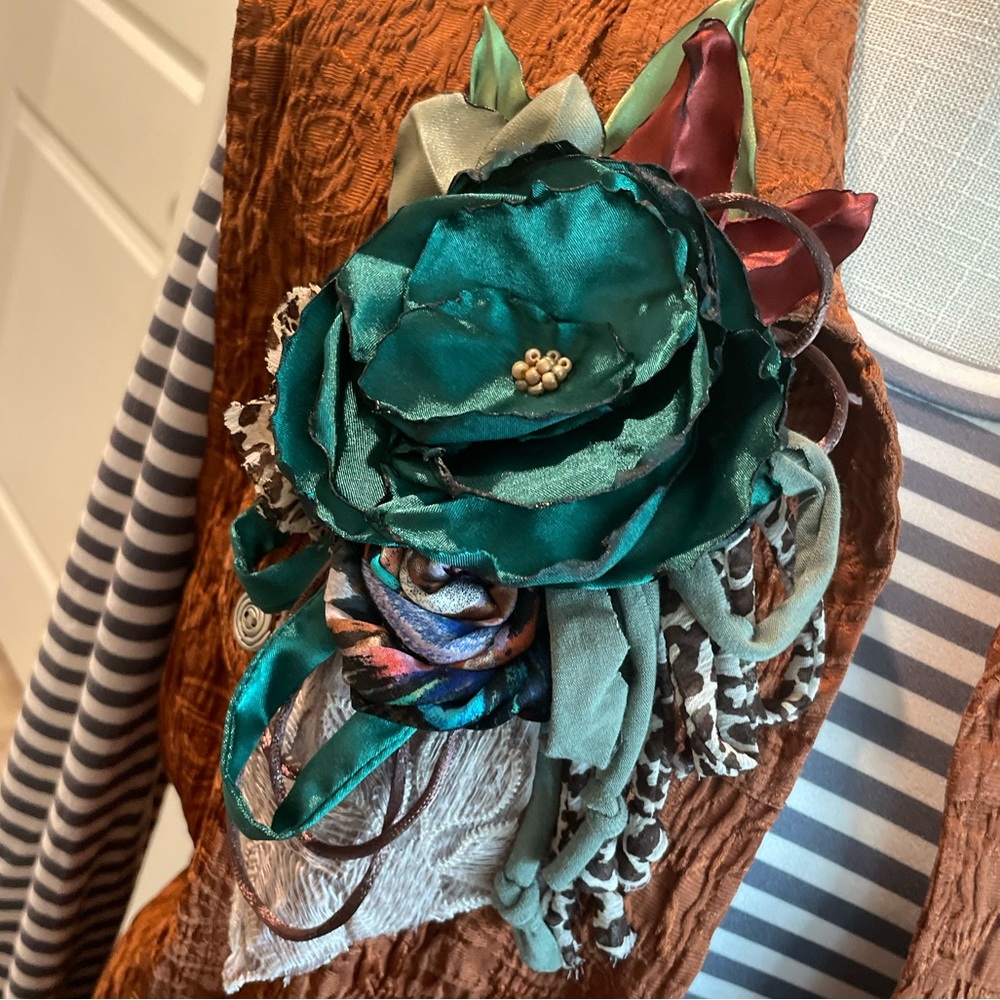 Adorning by D *New Scrappy Flower Pin Boutique brooch ladies OOAK